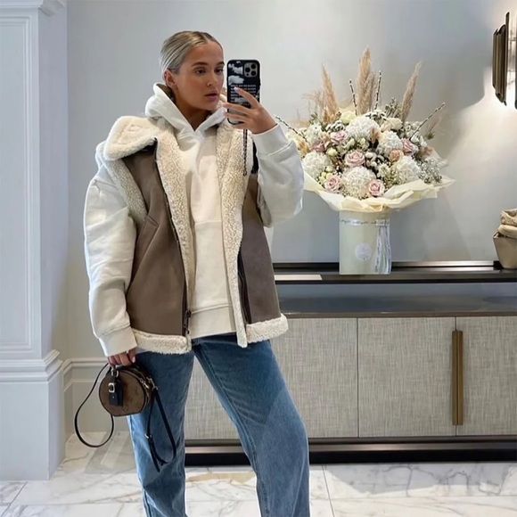 Offline by Aerie Cream & Brown Teddy Vest Jacket nwt large - Picture 4 of 11